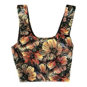 Rosetta Getty Cropped Tank Top Velvet Jersey Floral Design Size XS NWT 495.00